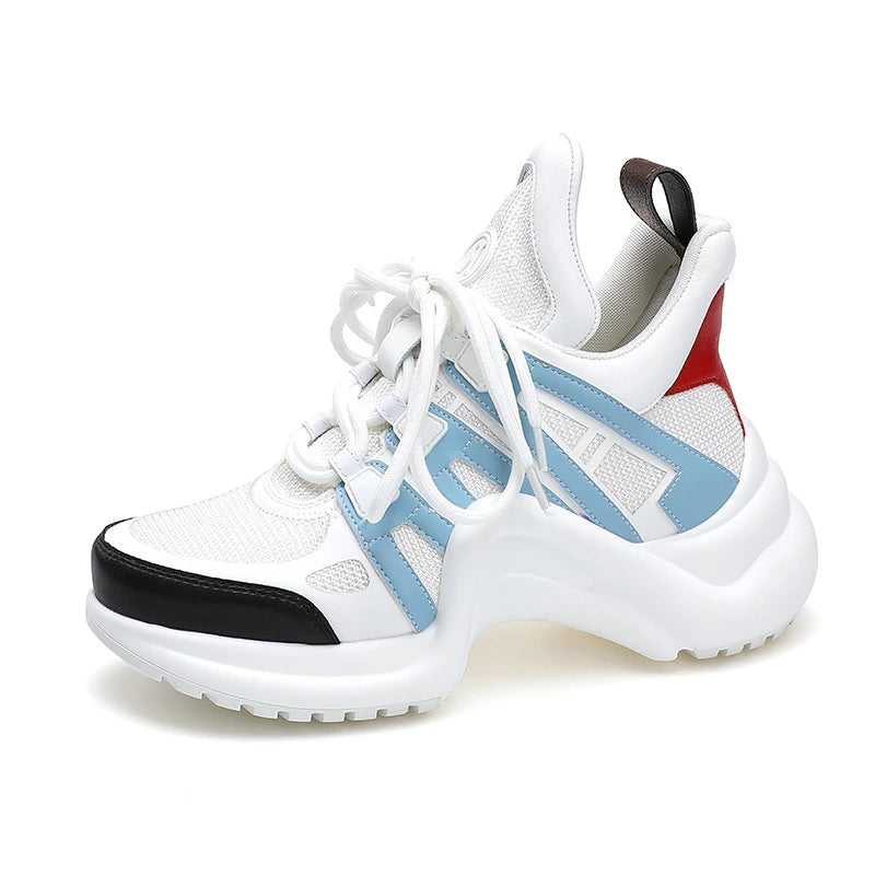 Chaussures Femmes Tendances Hot Pink Shoes Thick Lace Trendy Mujer Sneakers Casual Shoes - Kimlud