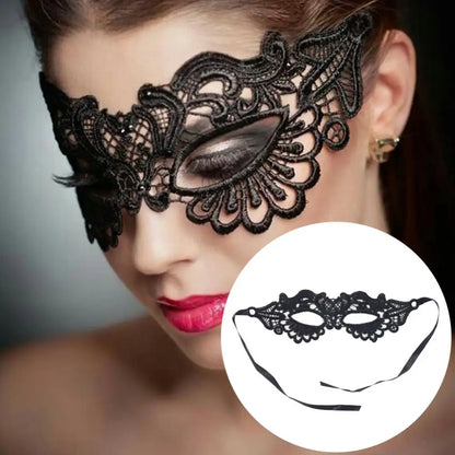 Black Party Mask for Women Hollow Lace Masquerade Blindfold Face Masks Princess Prom Party Props Costume Graduation
