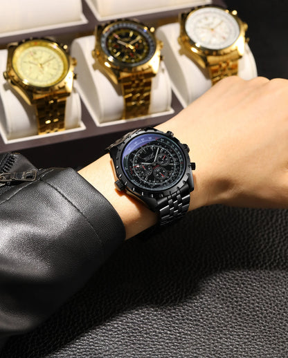 JARAGAR  Men  New Coming Big Face  Automatic Watches Stainless Steel Luxury Man Wristwatches