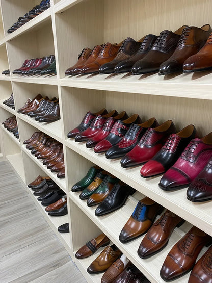 Men's Handmade Goodyear Sewn Derby Formal Shoes Soft Genuine Leather round Toe Comfortable Non-Slip Casual Shoes