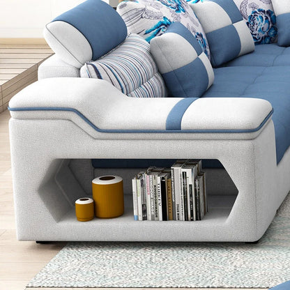 Modern Storage Compartment U Shaped Sectional 7 Seater Latex Luxury Furniture Living Room Fabrics Sofas Sets Supplier |...