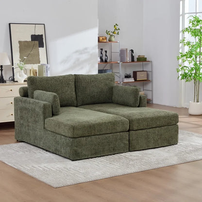 SZ USA Stock Chenille Upholstery Combination Sofa Bed With Cushions with Metal Legs - Kimlud