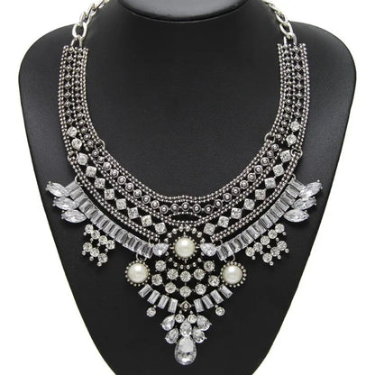 Indian Fashion Silver Plated Vintage Statement Large Necklace Women Boho Ethnic Maxi Big Collar Chunky Choker Necklace Jewelry