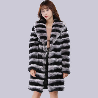 Elegant plush coat keeps warm fur