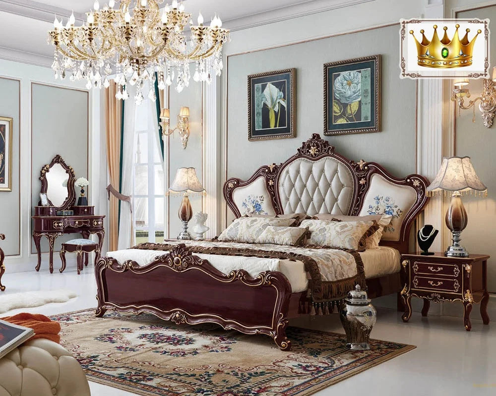 Classic King Size European Style Wood Bedroom Set Royal Luxury Furniture with Storage | Kimlud Luxury Sofa