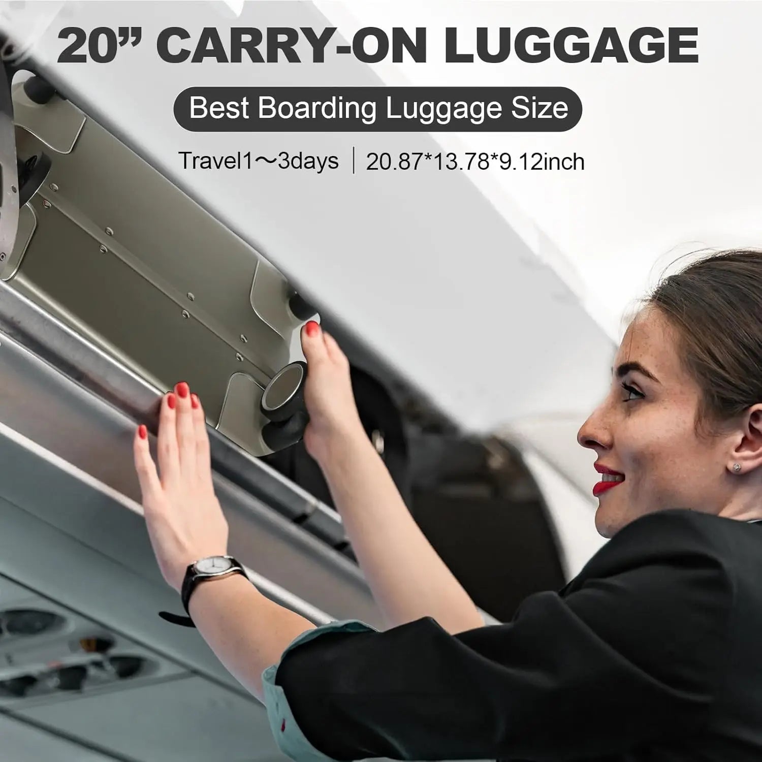 20-inch Front-Opening Grey PC Carry-On Suitcase with TSA Lock Lightweight Durable Luggage for Business Travel & Personal...