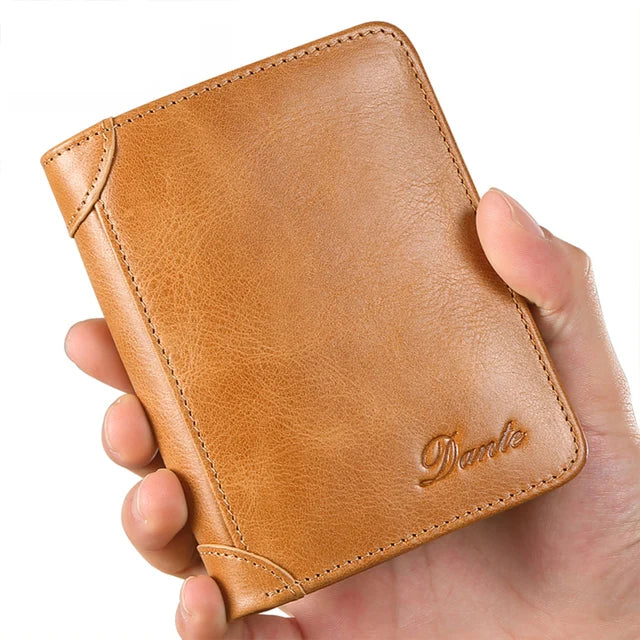 Dante Classic Retro Style Wallet 100% Genuine Leather Men Wallets Short Male Purse Card Holder Wallet Men Fashion High Quality