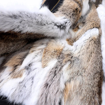 2024 Maomaokong Women coat parkas natural Fox fur collar real Fur coat X-Long jacket Rabbit fur lining winter coats 2021