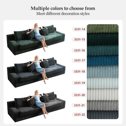 High-Density Sponge Fabric Tufted Modern Villa Sofa Bed Set Square Reclining Extendable Upholstered Comfortable...