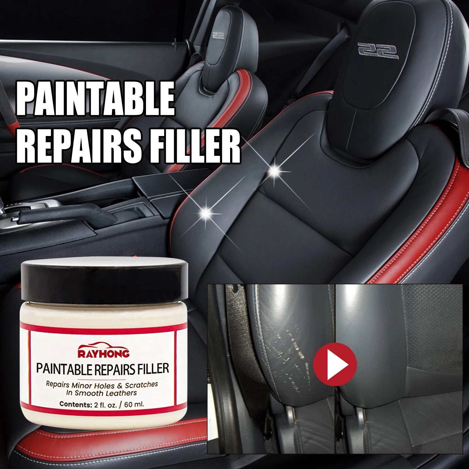 Rayhong Paintable Repair Filler Cream for Car Seat & Sofa Leather Furniture Scratches Care | Kimlud Mid Range Chair