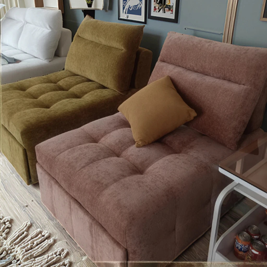 Chesterfield Style Single Seat Fabric Sofa Small Unit Pull-Out Dual-Purpose Foldable Extendable Sponge Filling for...