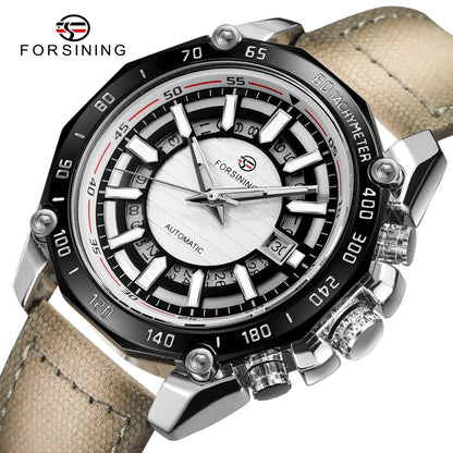 FORSINING New Automatic Mechanical Watch for Men Stainless Steel Waterproof Skeleton Watches Business Luxury Gold Wristwatches