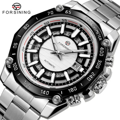 FORSINING New Automatic Mechanical Watch for Men Stainless Steel Waterproof Skeleton Watches Business Luxury Gold Wristwatches