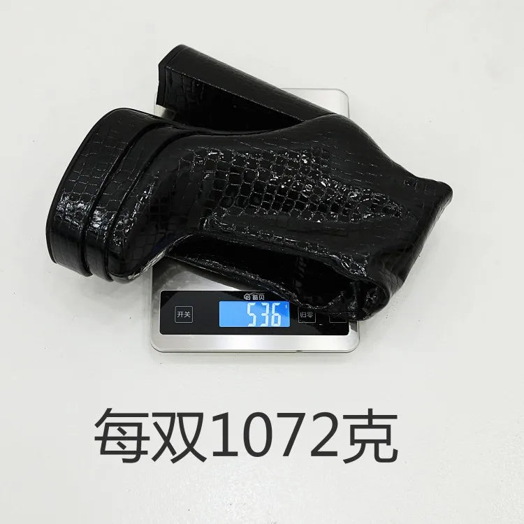 Botas De Mujer Zipper Side Think Bottom Winter Fall Knee High Leather Black Chunky Platform Women Boots