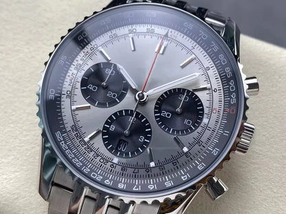 Men's Luxury Timing Watch 43mm Six Eye Exquisite Stainless Steel Strap  Aviation Designer Customized Watch