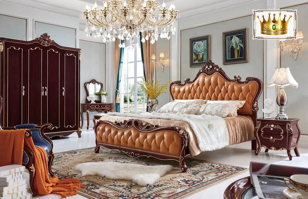 Classic King Size European Style Wood Bedroom Set Royal Luxury Furniture with Storage | Kimlud Luxury Sofa