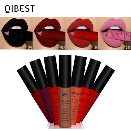 QIBEST Brand 34 Colors Liquid Lipstick Waterproof Matte Nude Lipstick Pigment Red Long Lasting Lip Gloss Women Makeup...