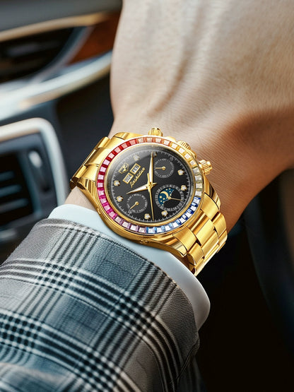 Black Water Ghost Swiss Certified Genuine Brand Watch Men Automatic Mechanical Watch Multi-Function Sun and Moon Phase Luminous Top Ten