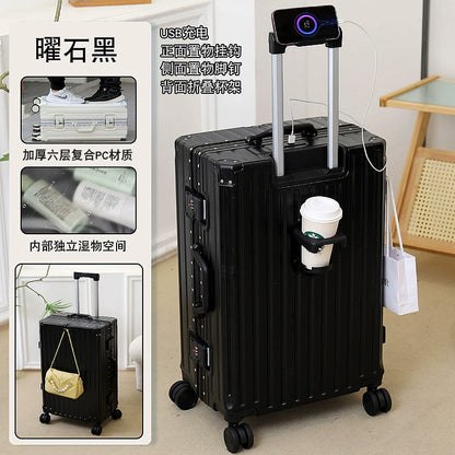 Japanese Import Luggage Women's New Arrival Multi-Functional Hook Boarding Bag Universal Wheel 24 Pull Rod Men's Password Suitcase