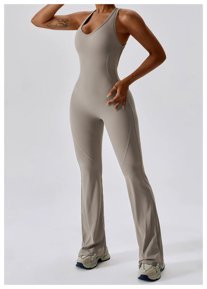 Open Back Quick-Drying Slightly Flared Dance Yoga Clothes Jumpsuit