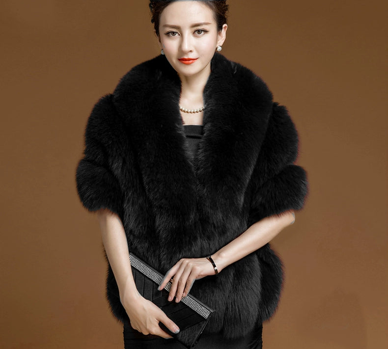 Xi Mother Fox Fur Wedding Dress Cape Coat Women's Shawl
