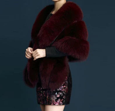 Xi Mother Fox Fur Wedding Dress Cape Coat Women's Shawl