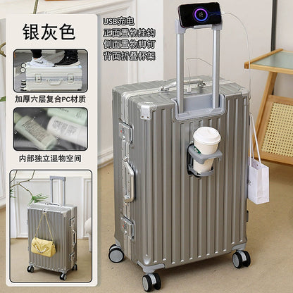 Japanese Import Luggage Women's New Arrival Multi-Functional Hook Boarding Bag Universal Wheel 24 Pull Rod Men's Password Suitcase