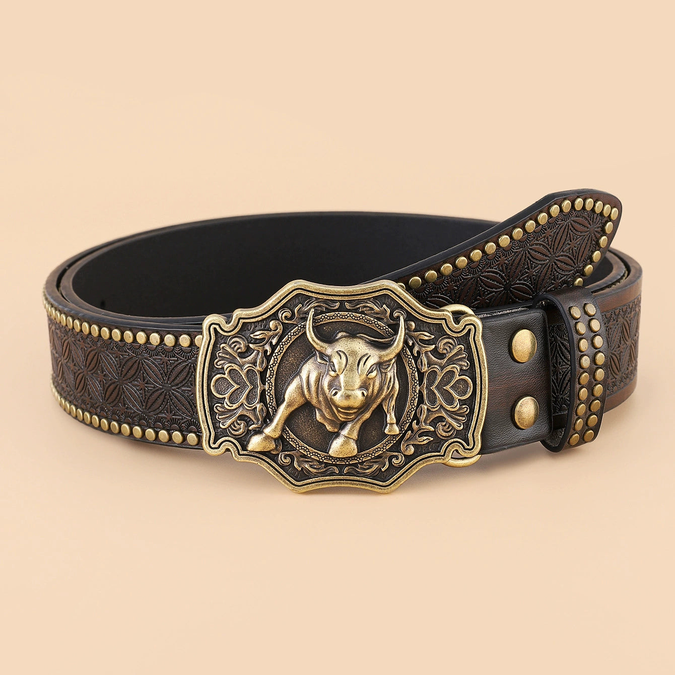 Denim Belt Cow Head Large Plate Buckle Trendy Denim Belt Cow Head