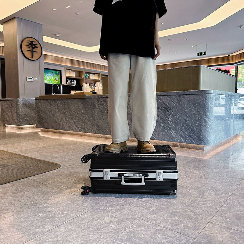 Multifunctional Luggage Women Men's Trolley Case 20-Inch Boarding Aluminum Frame Charging Large Capacity Travel Password Leather Case