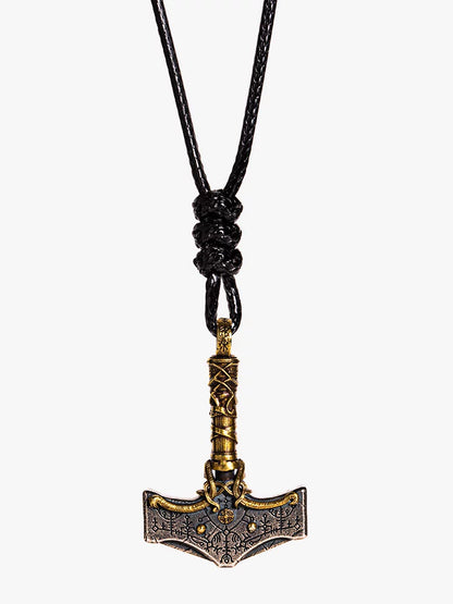 Trendy Men's Scandinavian Carved Quake Silver Single Necklace