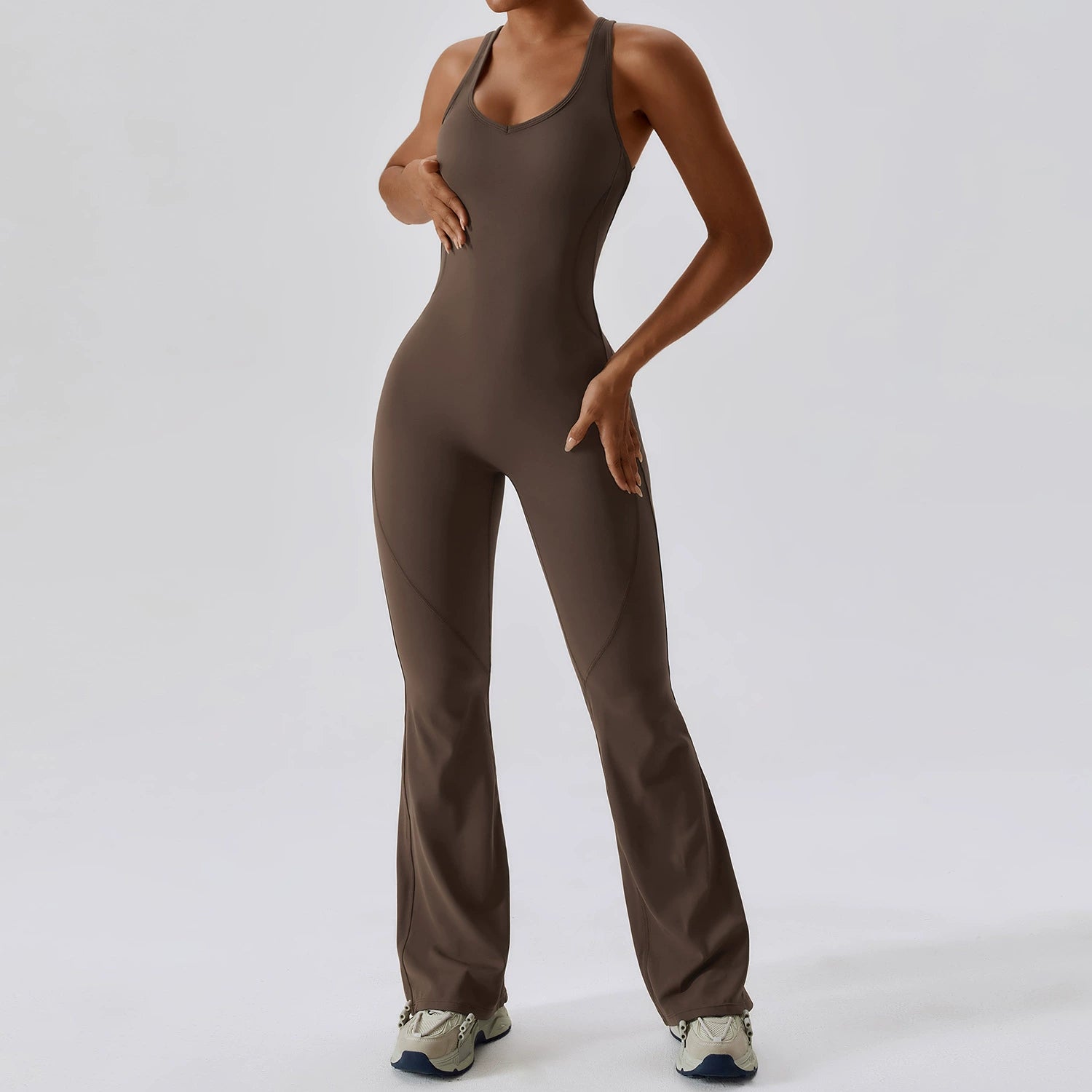 Open Back Quick-Drying Slightly Flared Dance Yoga Clothes Jumpsuit