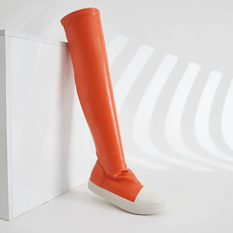 Boots All-Matching round Toe Flat Bottom Fleece-Lined over the Knee Boots