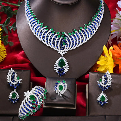 GODKI Luxury 4pcs Round Ball African Jewelry Sets Necklace Earring Bangle Ring Set For Women Wedding Jewelry Trendy HOT New 2024