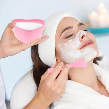 6/12 Pcs Heart Shaped Facial Mask Mixing Bowl With Scraper Plastic DIY Skin Care Tool, Suitable For Family And Salon