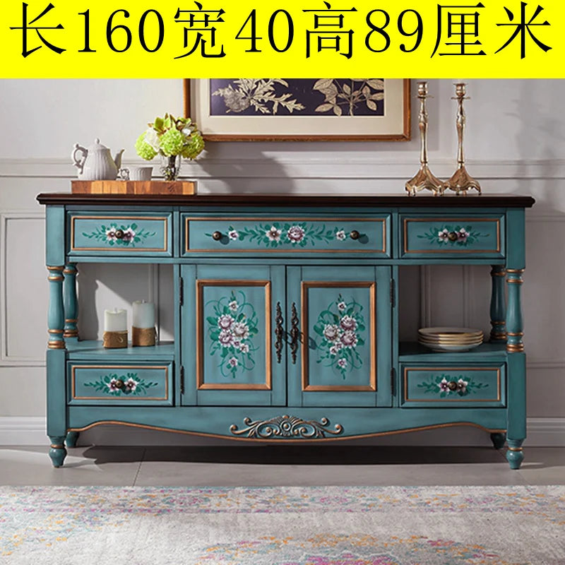 Side cabinet Solid wood American rural entrance cabinet Painted storage | Kimlud Mid Range Cabinet
