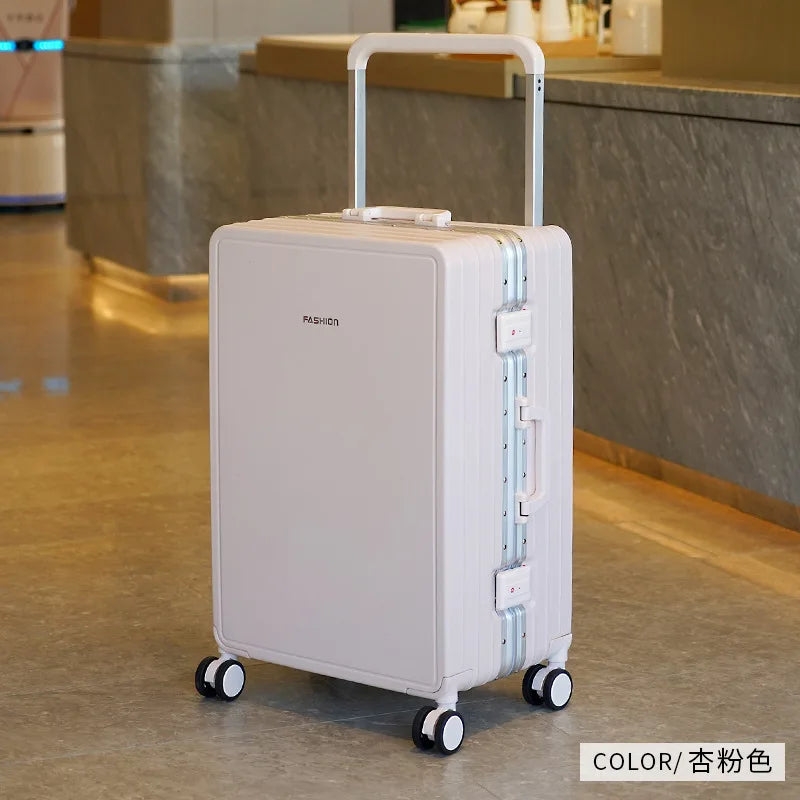 Travel Suitcase Aluminium Frame Wide Trolley Luggage Female Large Capacity Mute Universal Wheel Password Box Carry on...