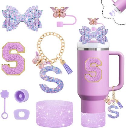 8pcs Cup Accessories Set 30oz 40oz tumbler Straw Topper Cover, Boot, Spill Proof Stoppers, Handle Charms Sticker for Stanley Cup