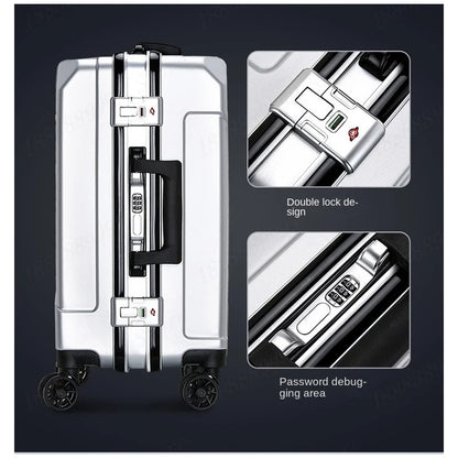 20/24/28 inches Suitcase Luggage Aluminum Frame Trolley Case Universal Wheel Boarding Suitcases New Password Lock Business Trip