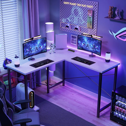JHK 50 Inch L Shaped Desk Computer Gaming Desks Corner Office Table with CPU Shelf for Home Study Writing Work Station for Offic