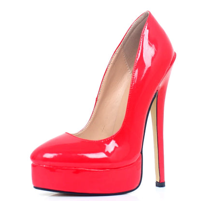 18cm High Heels Sexy Platform Boots Pointed Toe Pumps Party Shoes Plus Size 36-46