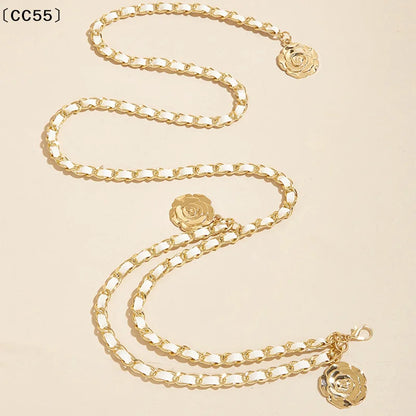 〔CC55〕Metal Waist Chain Belts Round Flower Pendant Chain Strap Rope Female Fine Waistband Dress Shirt Decora Waist...
