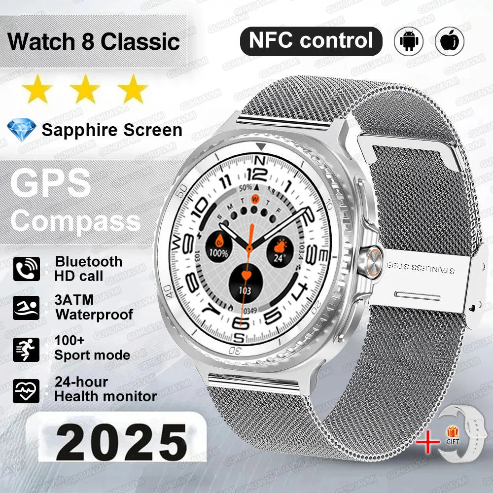 Watch 8 Ultra Classic GPS SmartWatch Compass NFC Men AMOLED Call Chat GPT Watches 3ATM Waterproof Sports Fitness Ms. Smartwatch