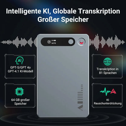 MECHEN 64GB AI Voice Recorder for Conference & Call 81 Languages Transcription & AI Summary, App Control, Unlimited Cloud, with