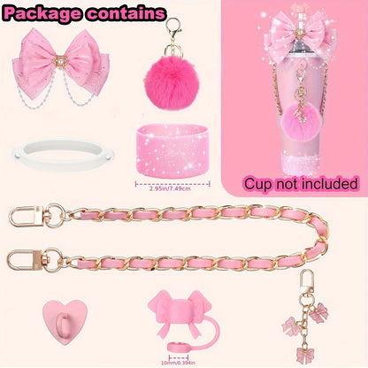 Cup Accessories for Stanley 30oz 40oz Tumbler Straw Topper Cover Water Bottle Handle Strap Cup Boot Bow Decorate Charm Chain