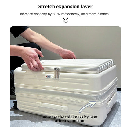 Expandable Hard-Side Trolley Luggage Set with Side Opening - Carry-On & Checked Suitcases, Anti-Shock & Password Lock