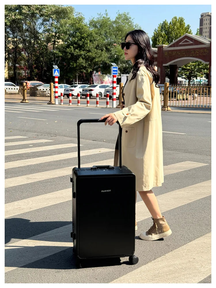 Travel Suitcase Aluminium Frame Wide Trolley Luggage Female Large Capacity Mute Universal Wheel Password Box Carry on...