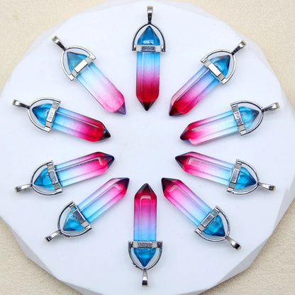 New Fashion Glass Colorfull Pillar Point Charm Pendants for Jewelry Pendants Making 24pcs/lot Wholesale Free Shipping