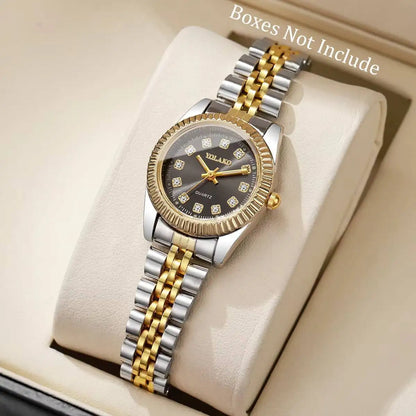 Luxury Rhinestone Women Watches Stainless Steel Band Quartz Wristwatch Clock Gift Reloj Mujer（Without Box）