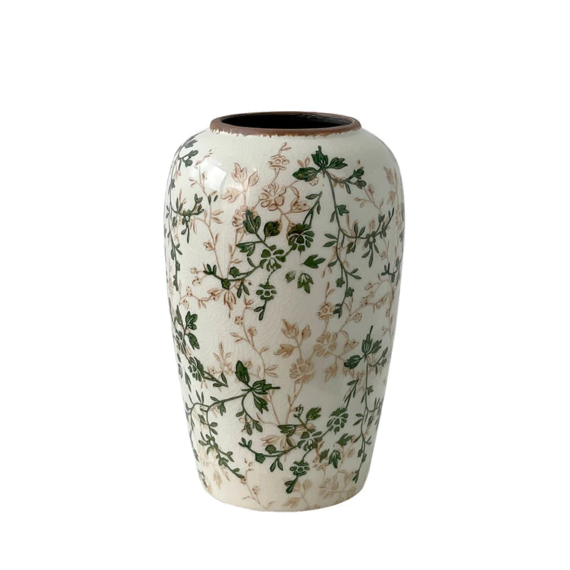 New Chinese ceramic vase dried flower water flower arrangement retro living room entrance decoration ornament small and fresh