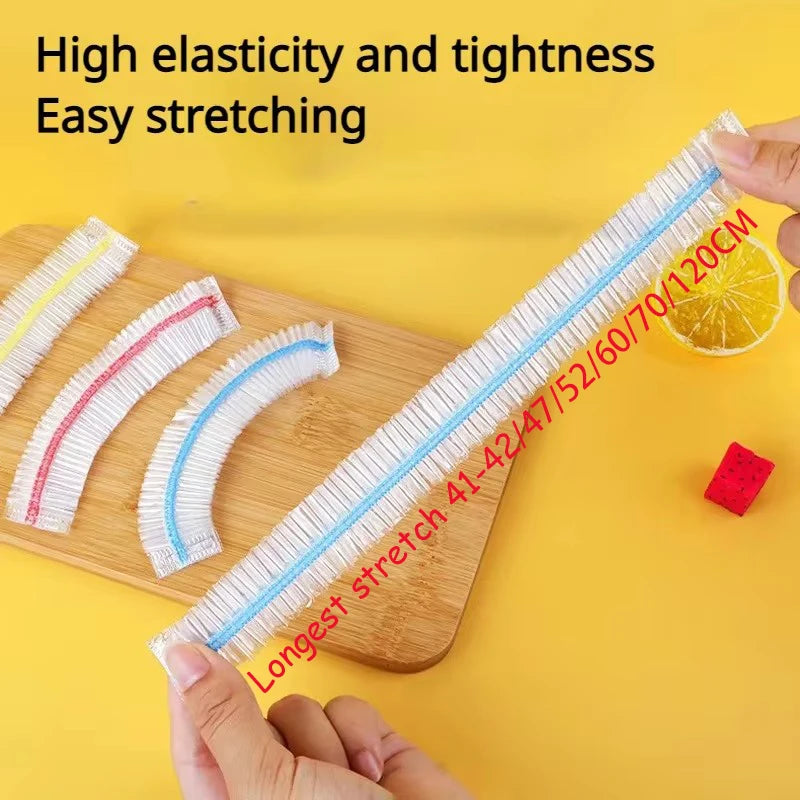 Colorful Disposable Food Cover Dust Food Grade Fresh Lids Elastic Plastic Wrap Shower Cap Fruit Food Cover Fresh Keeping Bag
